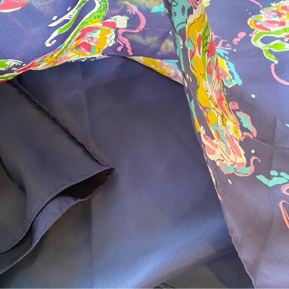 RARE HTF Lilly Pulitzer Blake Chiffon One Shoulder Dress Blaring Siren - Picture 9 of 11